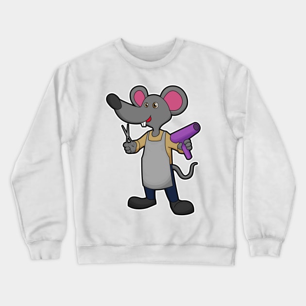 Mouse as Hairdresser with Scissors & Hair dryer Crewneck Sweatshirt by Markus Schnabel